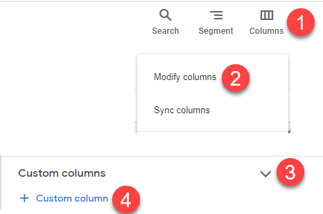 Create custom columns in Google Ads